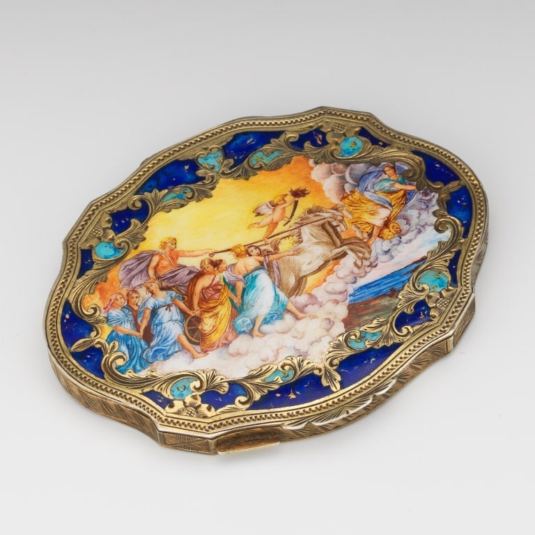 Hand Painted Porcelain 800 Silver Makeup Compact Hand Painted Porcelain 800 Silver Makeup Compact (1 of 4)