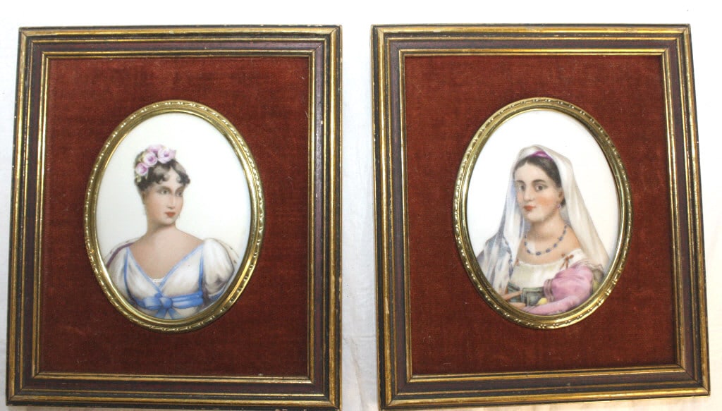 2 Velvet Limoges Porcelain Miniature Portraits 2 Velvet Limoges Porcelain Miniature Portraits in (1 of 6)