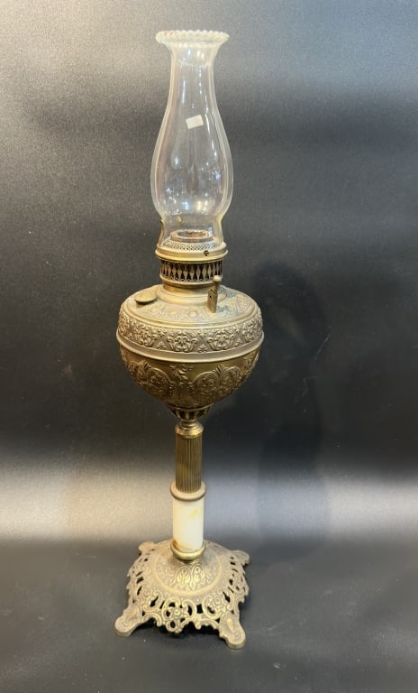 victorain oil lamp copper with marble victorain oil lamb copper with marble  high 66 cm   .For (1 of 5)