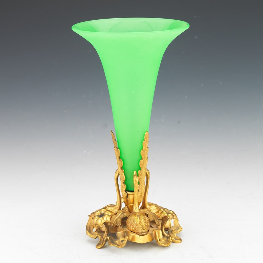 Brass Based Single Trumpet Epergne Brass Based Single Trumpet Epergne Base in the form of 3 swans & (1 of 6)