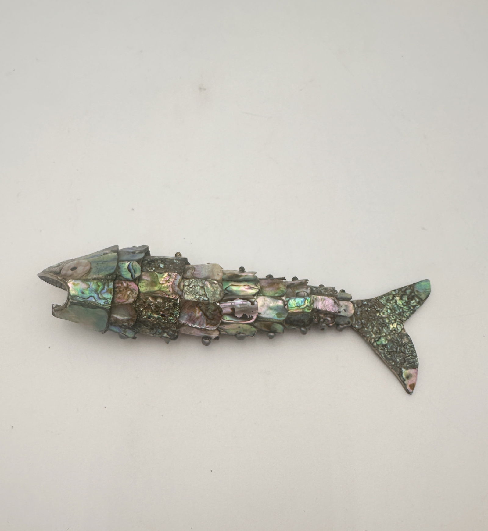 Silver Articulated Fish with Abalone Shell Inlay (1 of 5)