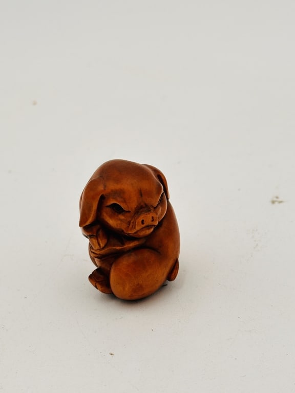 19th hard 2 carving wood Japanese netsuke (1 of 5)