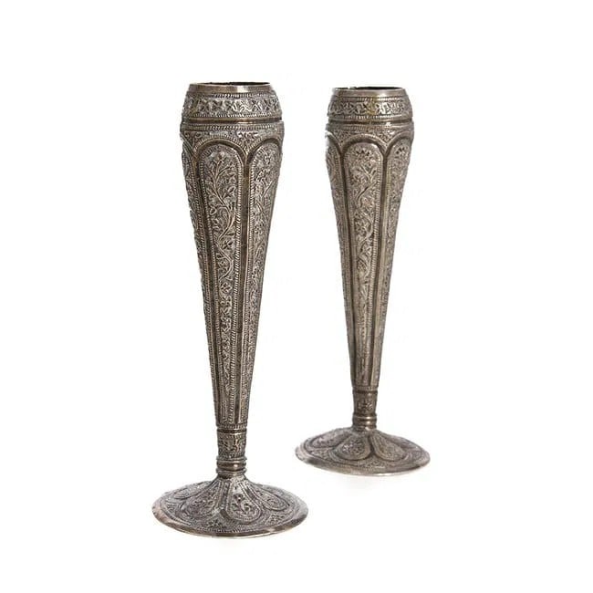 Pair of Antique Silver Vases probably Kutch, Raj p A finely matched pair of hand-hammered and (1 of 1)