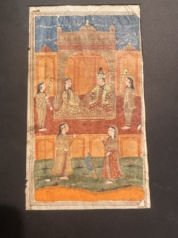 19 th Indian Persian Miniature Painting 19th Century Mughal Miniature Painting ? Royal Court SceneAn (1 of 2)