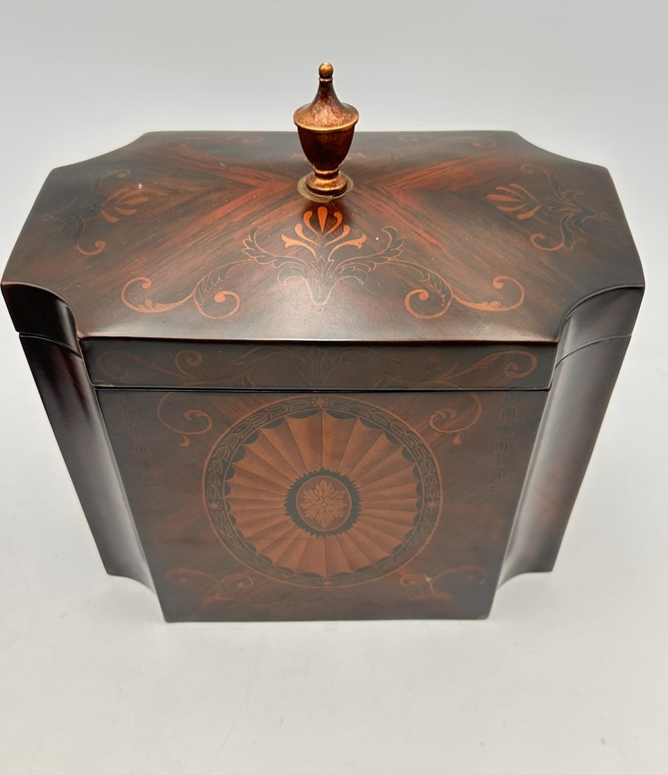 English Regency Inlaid Mahogany Tea Caddy, 19th (1 of 5)