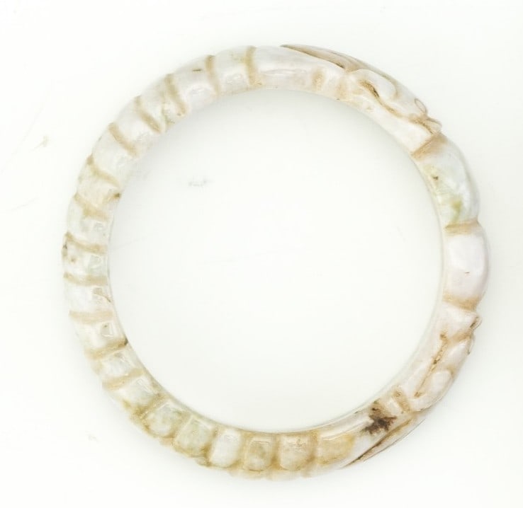19th Chinese Carved Jade Dragon Bangle, Qing Dynasty (1 of 3)