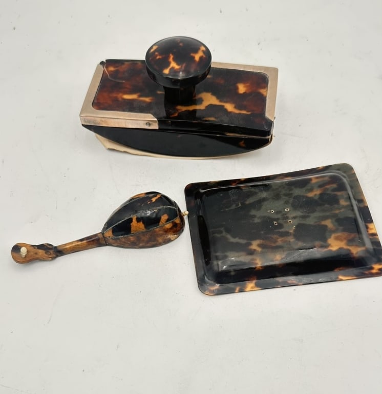 Victorian Carved faux tortoiseshell Desk Set , Circa 10 Victorian Carved faux tortoiseshell , (1 of 3)