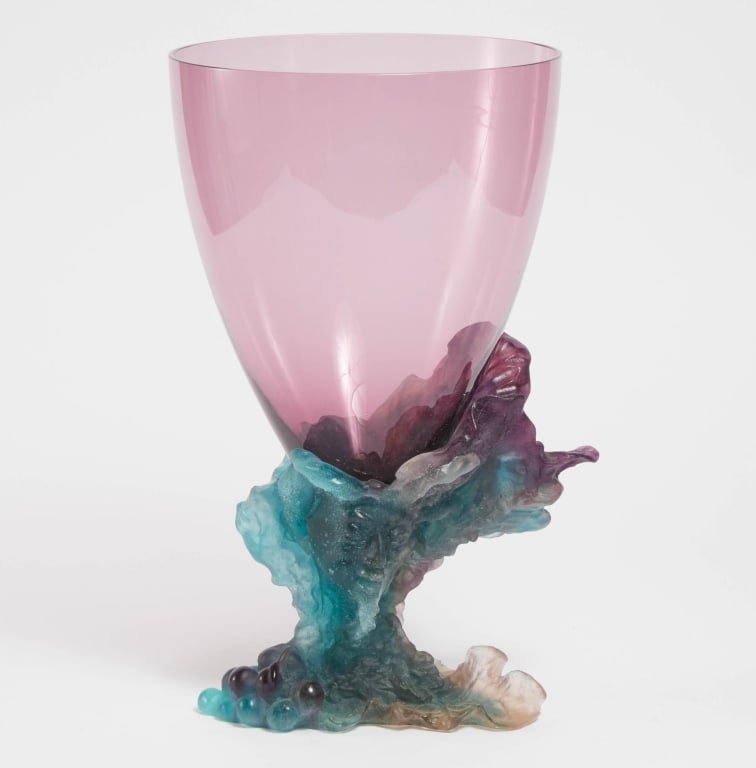 Daum Pate de Verre Glass 'Bacchus' Vase, 20th ceny Daum Nancy P?te-de-Verre and Glass Goblet ? (1 of 3)