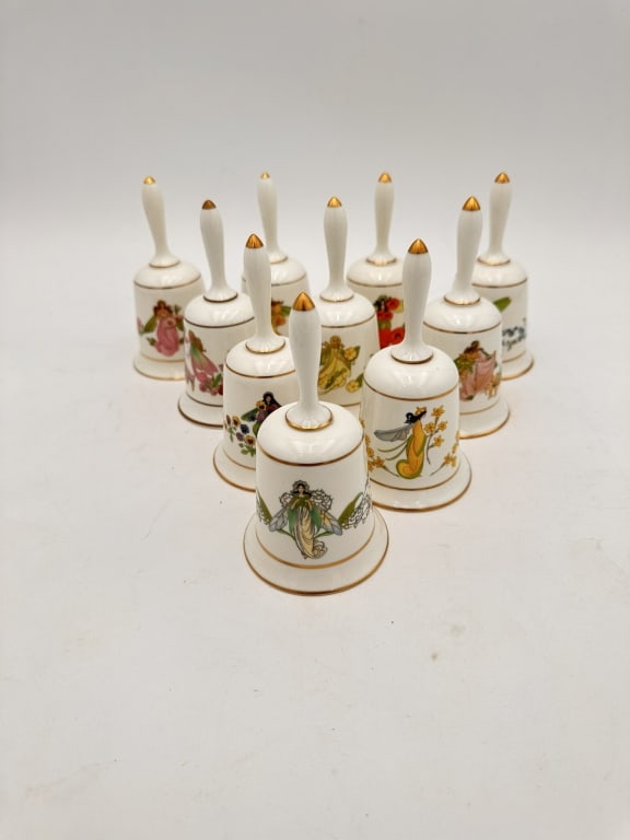 Set of TEN Franklin Mint Bone China Floral Fairy s Set of TEN Franklin Mint Bone China Floral Fairy: Set of TEN Franklin Mint Bone China Floral Fairy BellsA complete set of twelve Franklin Mint collectible bells, each crafted in fine bone china and individually hand-decorated with vibrant floral moti