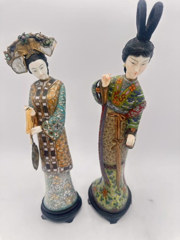Pair of Chinese Cloisonn? Enamel Figures of Courts A finely detailed pair of Chinese cloisonn (1 of 6)