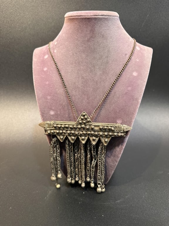 silver hand made necklace middle eastern silver hand made necklace middle eastern . For condition (1 of 3)