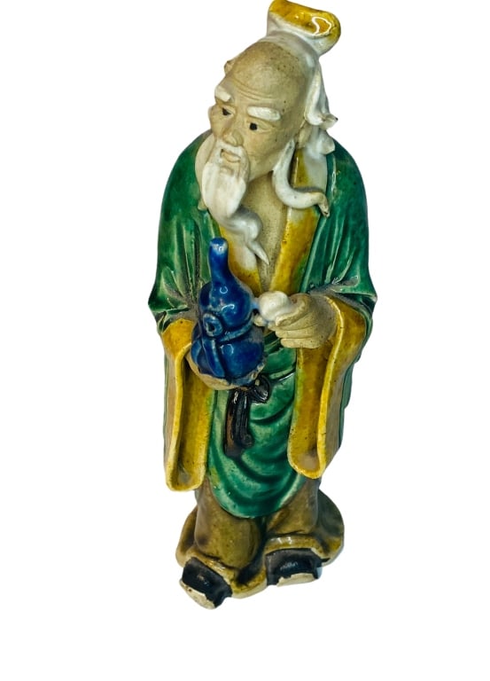 ANTIQUES GLAZED CHINESE PORCELAIN FIGURE ANTIQUES GLAZED CHINESE PORCELAIN FIGURE H 19 CM . For (1 of 4)