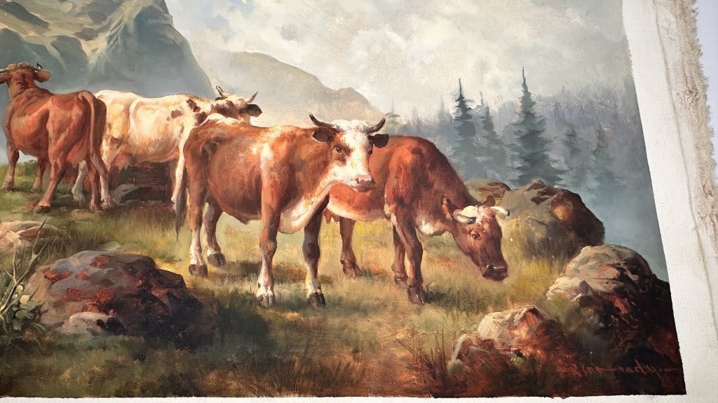 P. Saraddy (Signed) — Alpine Cattle in Mountain Le (1 of 4)