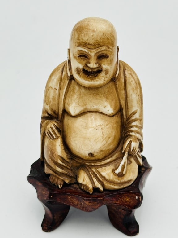 19 th Chinese japan okimono carved ivory buddha (1 of 3)