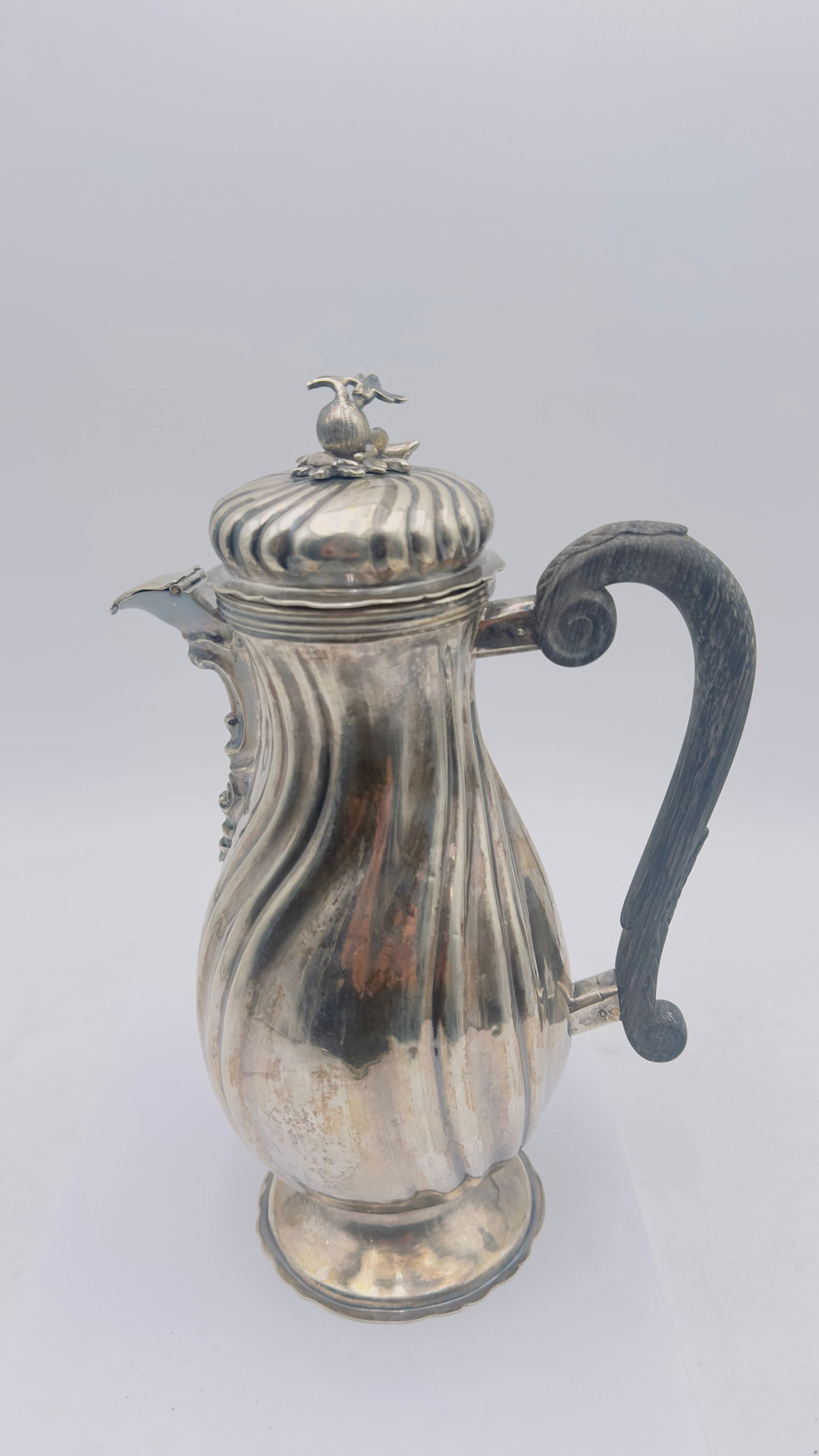 Ottoman turkish Silver Coffee Pot (Ibrik/Dallah), with Zigzag Decoration (1 of 8)