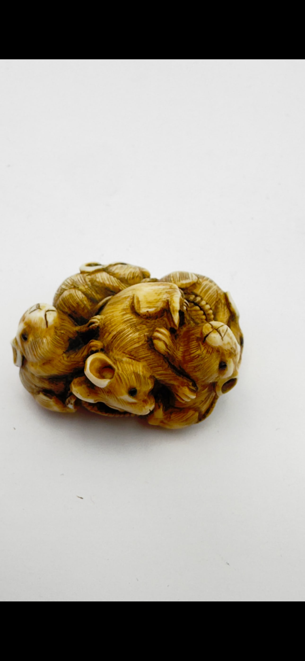 Carved Netsuke of Mice, Signed (1 of 7)