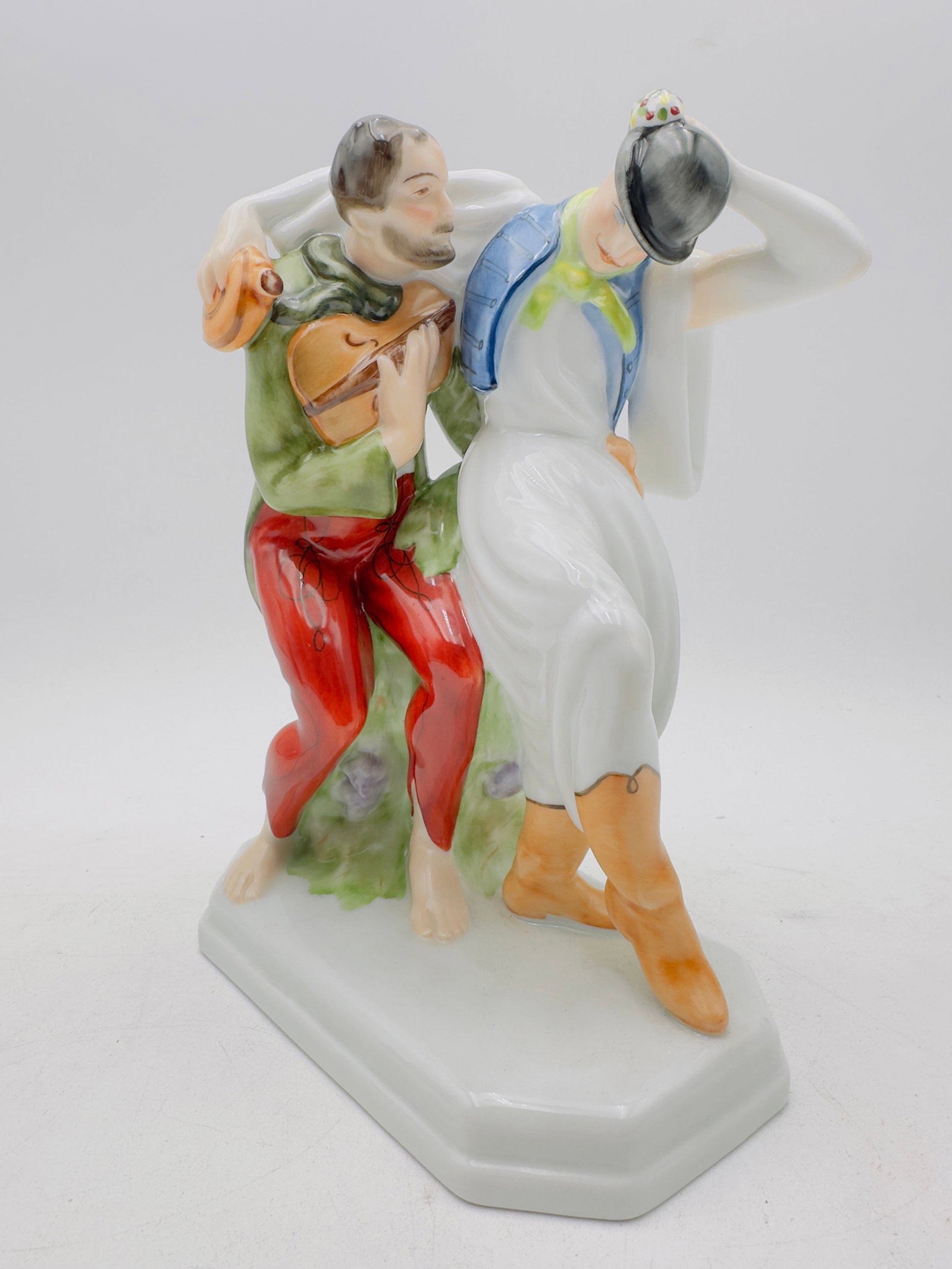 Herend Hungarian Porcelain Figurine – Dancing Couple with Musician, Hand Painted (1 of 6)