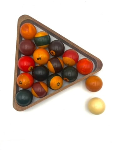 Vintage Bakelite Miniature Billiard Ball Set with Triangular Rack (1 of 4)