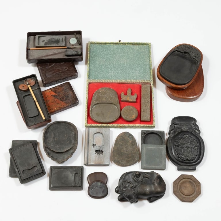 A Group of Eighteen Chinese Inkstones and Implements, A diverse and appealing group of traditional (1 of 1)
