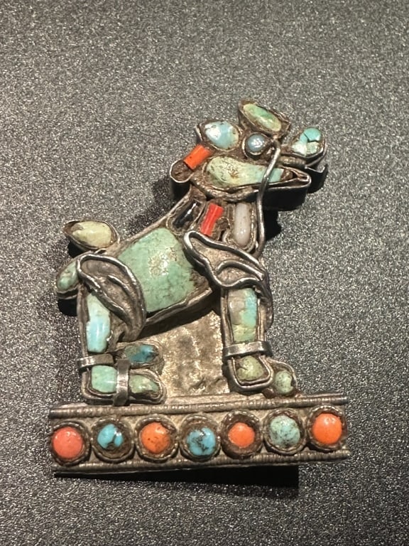 silver bird with turquiise and coral For condition report please contact E-mail (1 of 1)