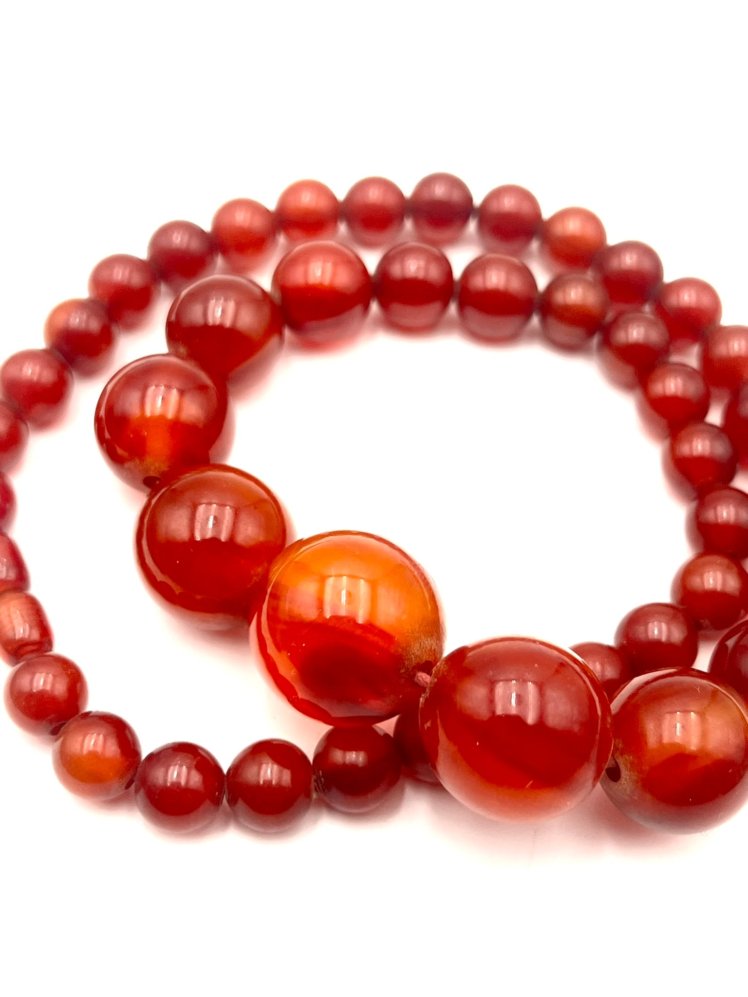 Vintage Bakelite Graduated Red Amber Bead Necklace / Prayer Beads (1 of 4)