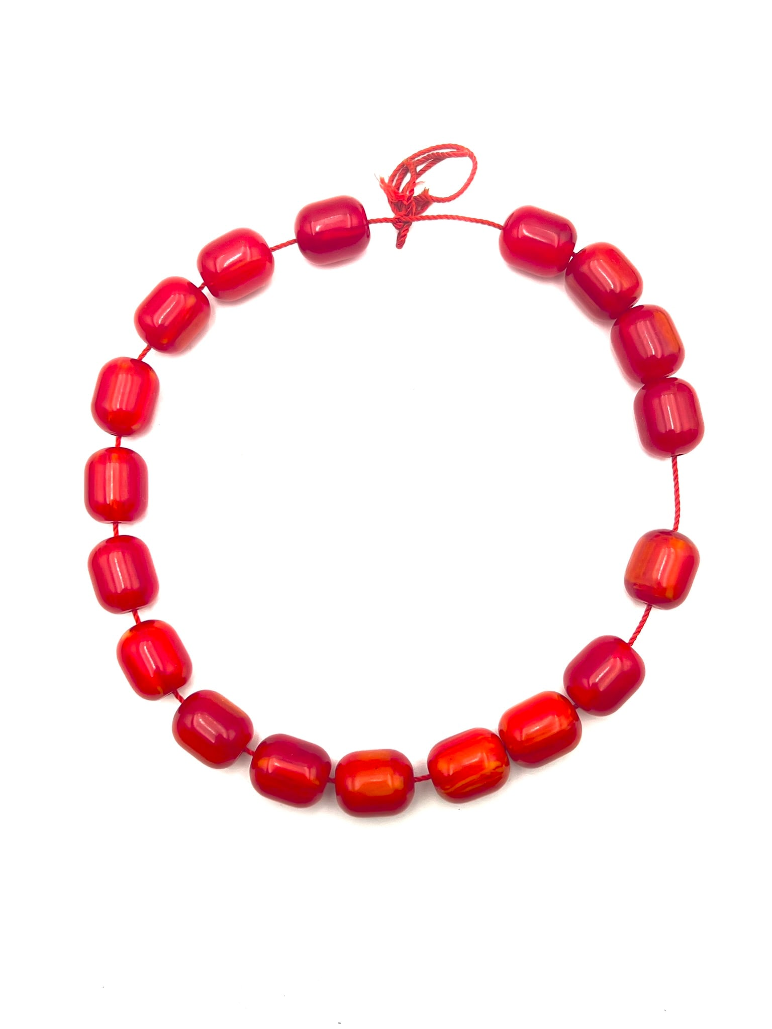Vintage Red Marbled Bakelite Bead Necklace (1 of 3)