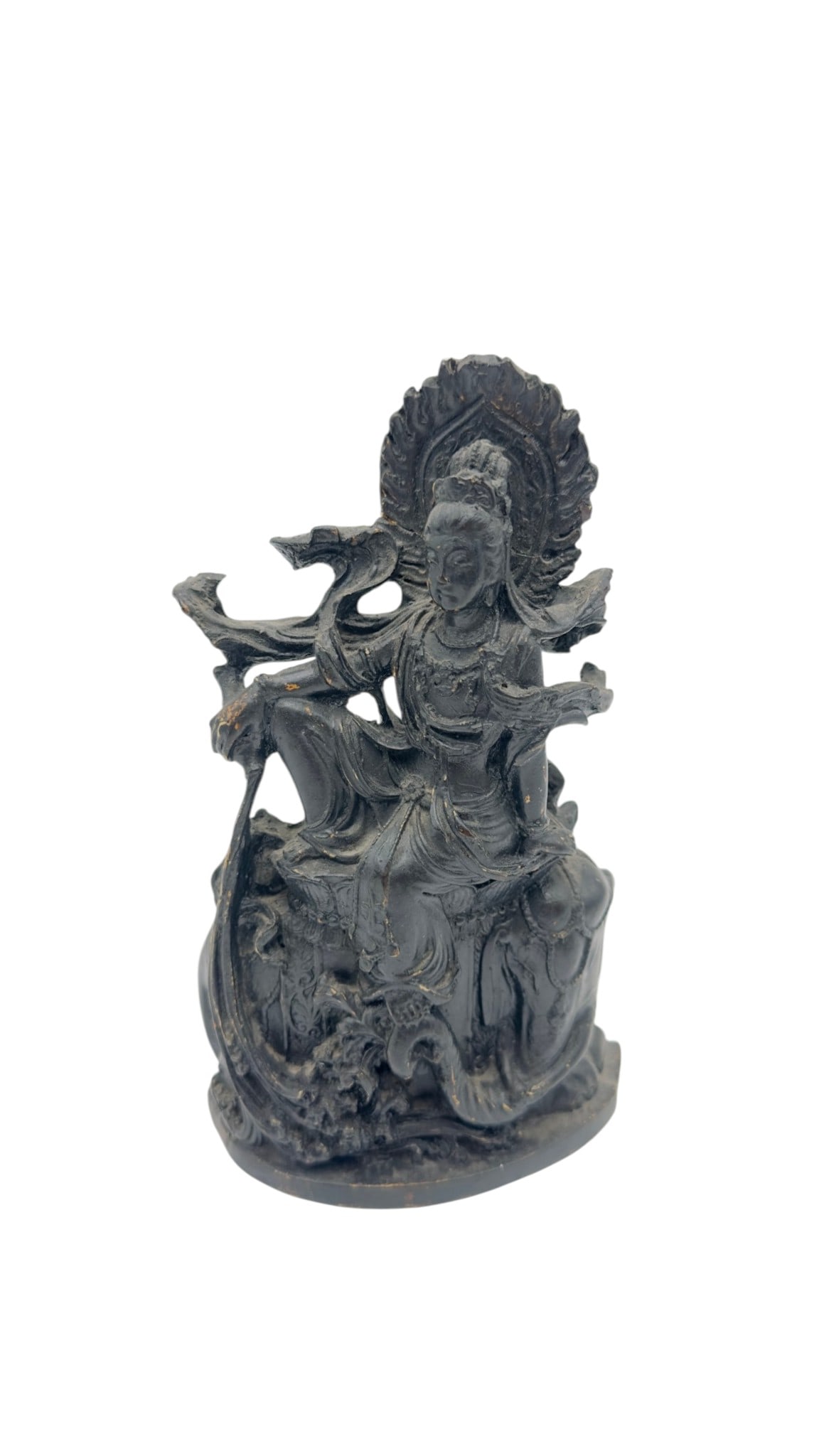 Indian Carved Wood Figure of a Deity, Seated Form A finely carved Indian wooden sculpture depicting (1 of 3)