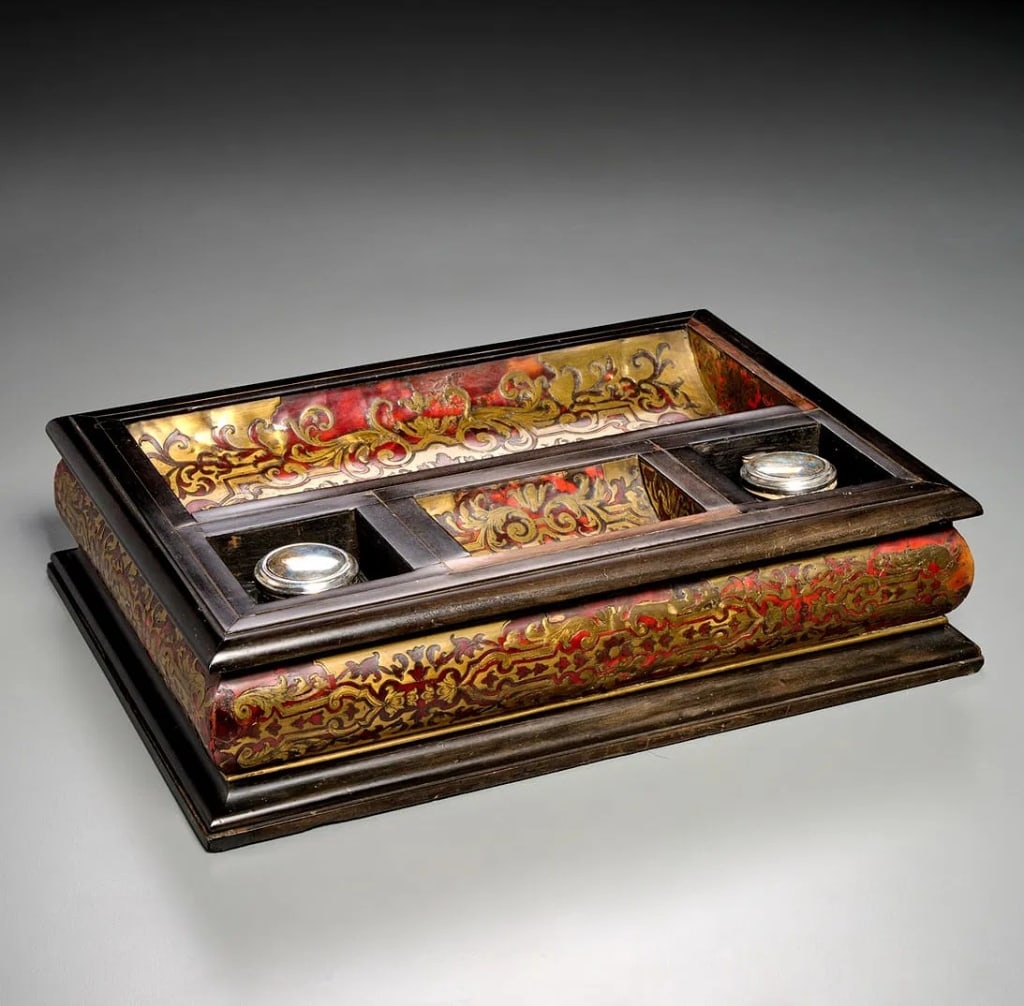 French Napoleon III Boulle Style Writing Slope Ind A 19th century French desk inkstand in the (1 of 4)