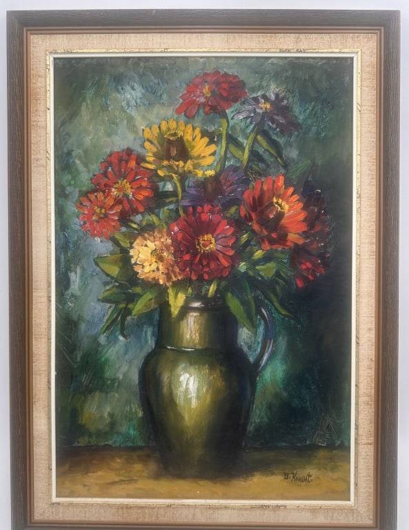 B. Kunst (20th Century School)Still Life with Zins A vibrant still life depicting a lush bouquet of (1 of 3)