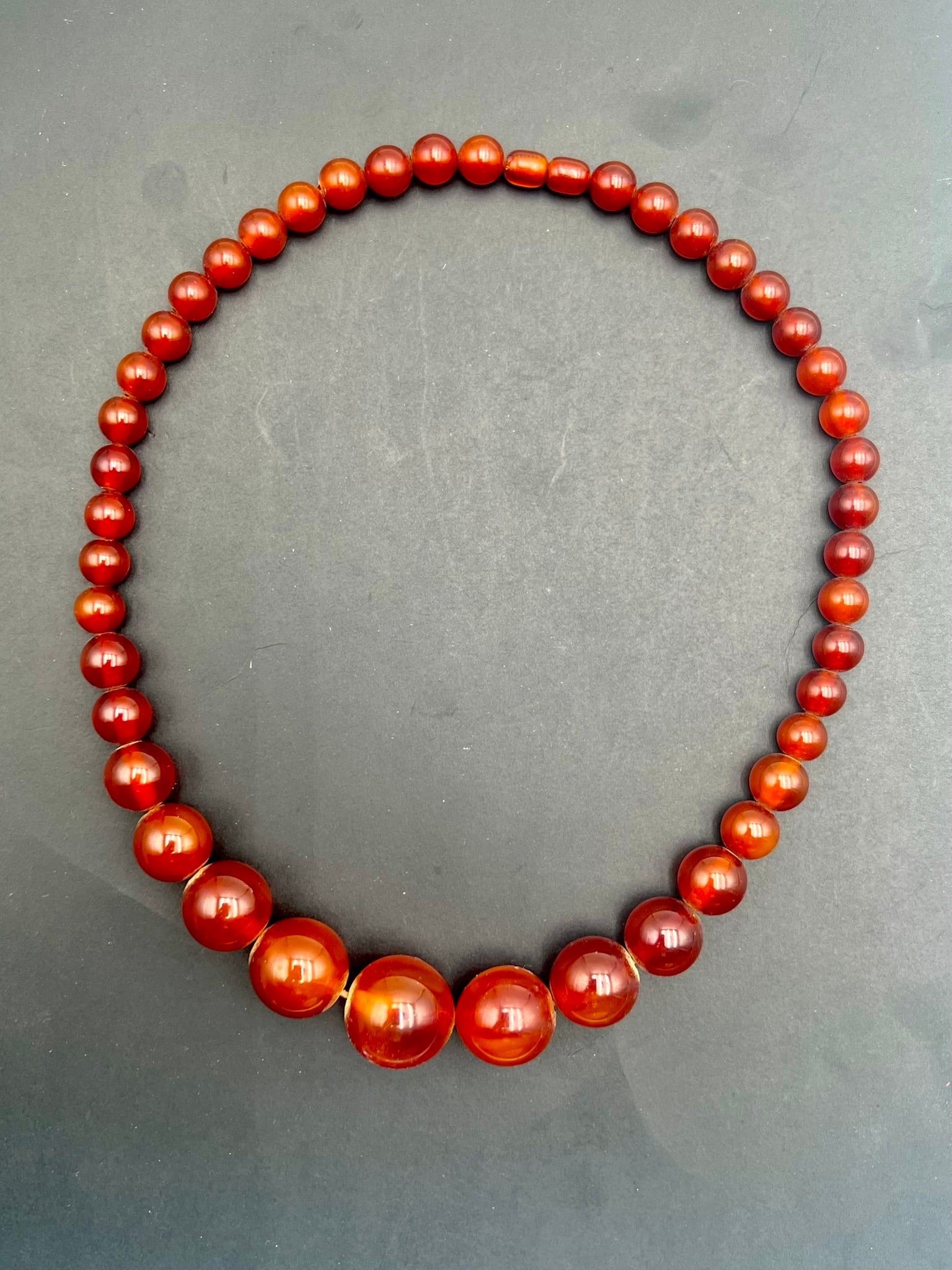 Vintage Bakelite Graduated Red Amber Bead Necklace / Prayer Beads (1 of 3)