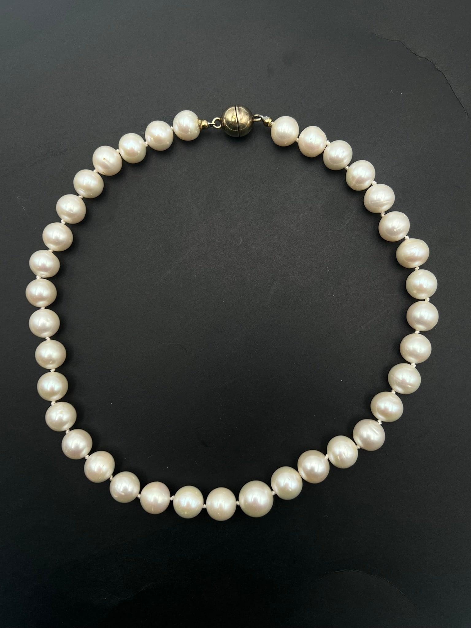 Single Strand Freshwater Cultured Pearl Necklace with silver Tone Clasp (1 of 6)
