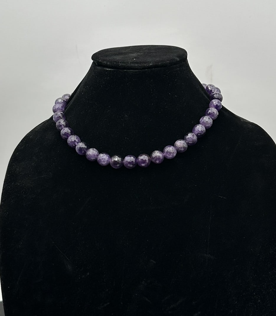 Faceted Natural Amethyst Bead Necklace (1 of 5)