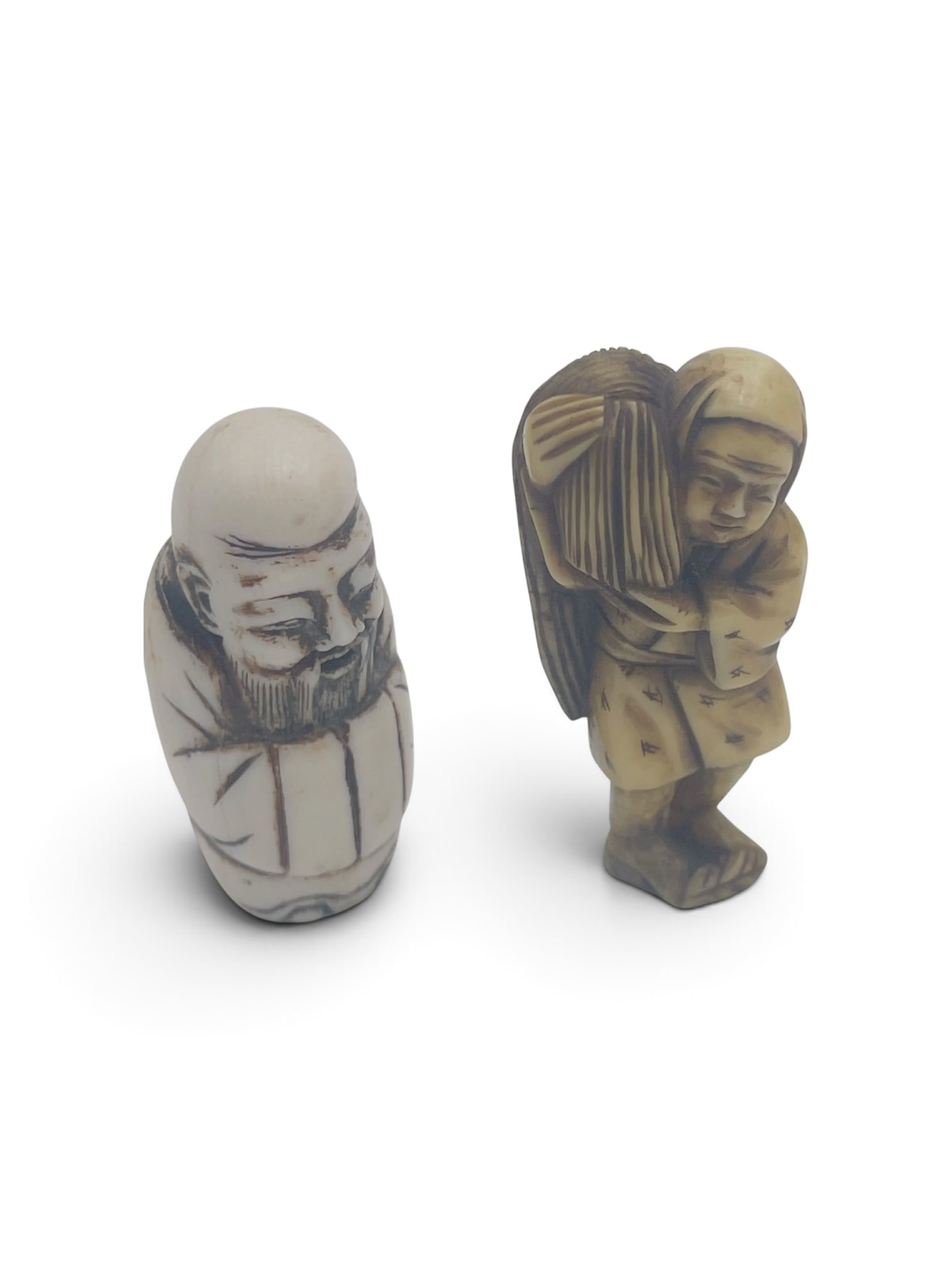 Two Japanese Carved Netsuke Figures, 19th Century ivory (1 of 7)