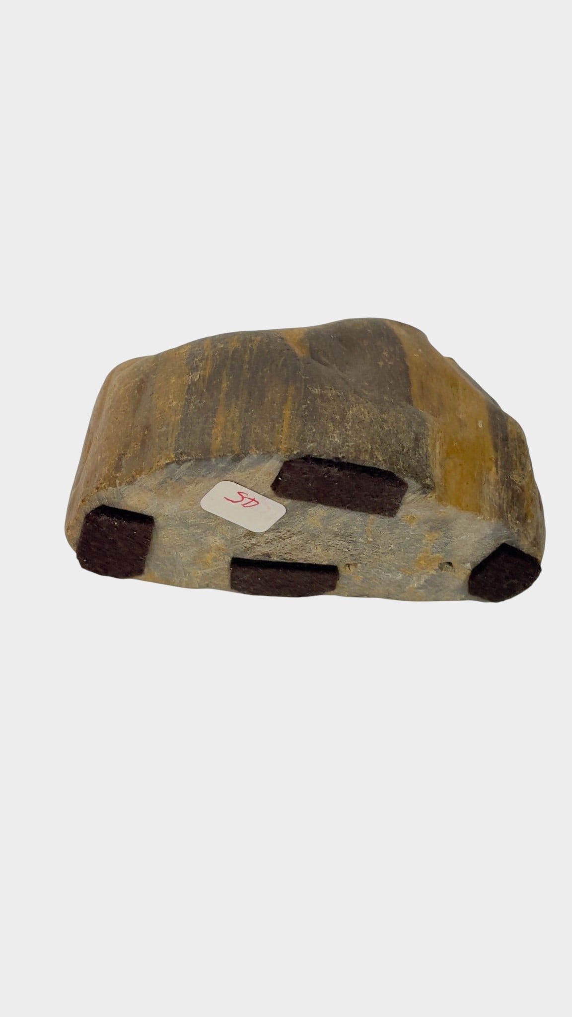 PECIMEN OF PETRIFIED WOOD A substantial natural specimen of petrified wood of irregular form,: A substantial natural specimen of petrified wood of irregular form, displaying well-defined fossilized grain and cellular structure. Rich brown, ochre and golden tones throughout, with a partially pol