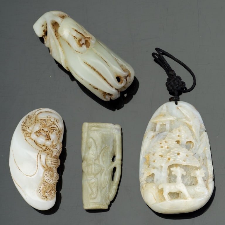 Chinese Four Jade Meditation Carvings Chinese Four Jade Meditation Carvings Four 3D jade meditation (1 of 6)