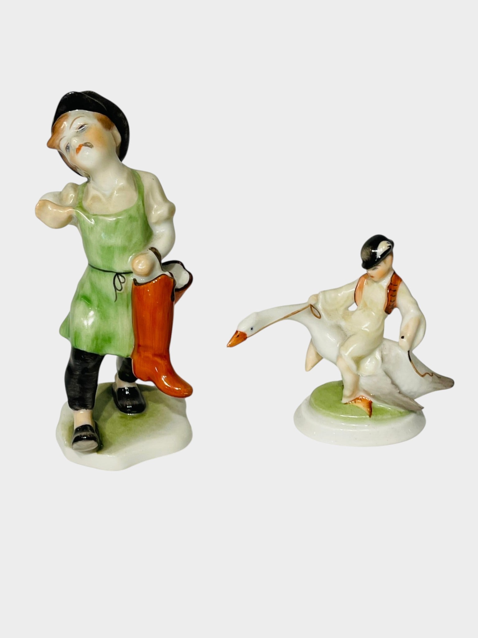 TWO HEREND HUNGARY HAND-PAINTED PORCELAIN FIGURES (1 of 3)