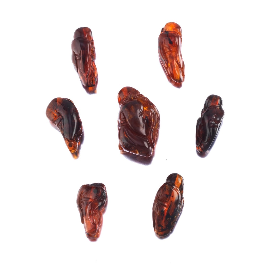 Chinese Antique Carved Amber Beads and Pendant, Gg Chinese Antique Carved Amber Beads and Pendant, (1 of 6)