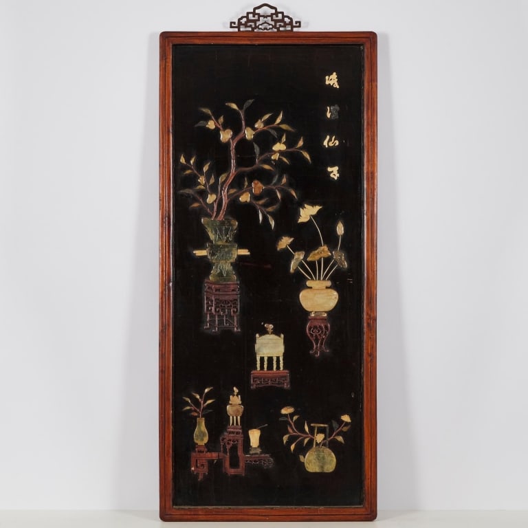 A Large Jade and Hardstone-Inlaid 'Hundred Antiqud A Large Jade and Hardstone-Inlaid 'Hundred (1 of 4)