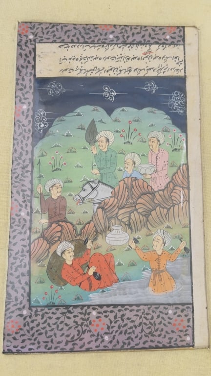 Antique Persian Miniature Painting Leaf with Pasts An authentic antique Persian or Mughal miniature (1 of 2)