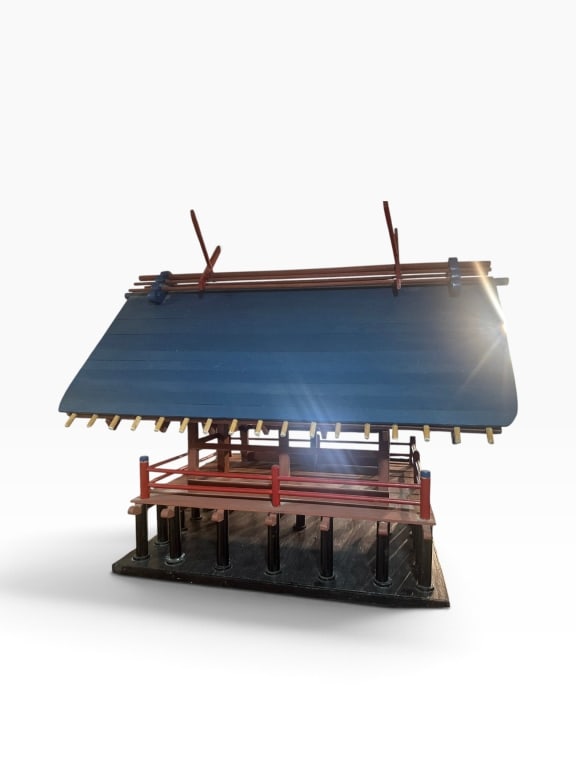 Large Japanese Wooden Temple Architectural Model A finely crafted Japanese wooden architectural (1 of 4)