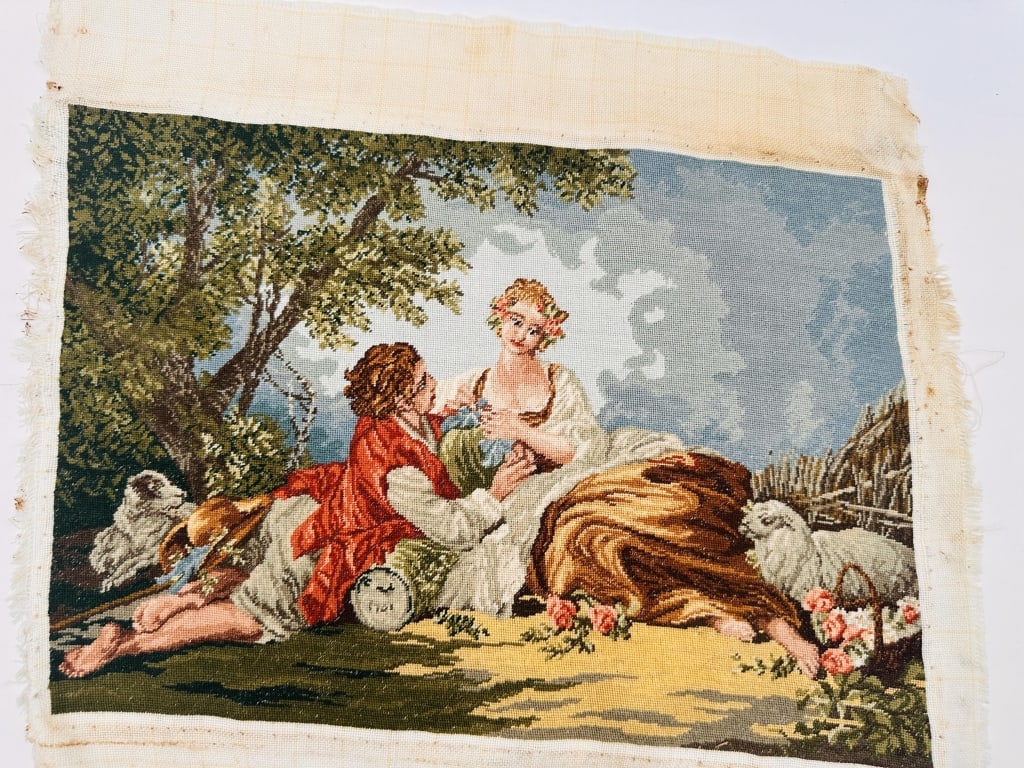 Needlepoint Painted Canvas Cross Stitch Tapestry n Needlepoint Painted Canvas Cross Stitch Tapestry: Needlepoint Painted Canvas Cross Stitch Tapestry Gobelin .For condition report please contact E-mail :(antiquesyorkville@gmail.com ) phone:(+647-671-4495) Thanks Yorkville