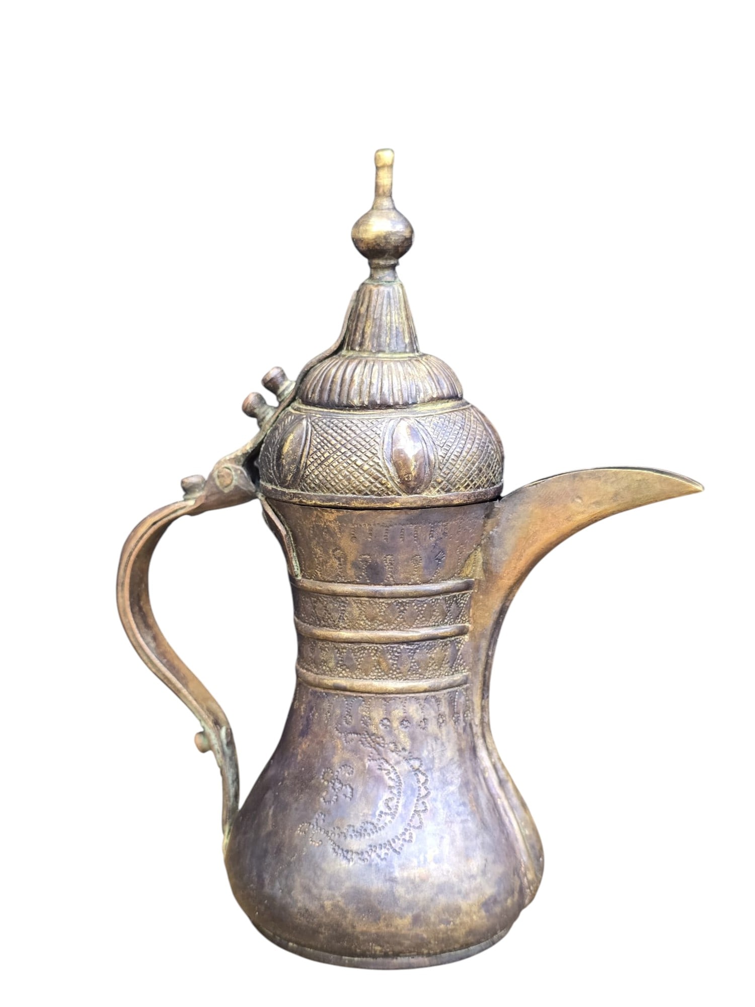 Antique Middle Eastern / Arabian Brass Dallah Coffee Pot with Detailed Chasing (1 of 11)
