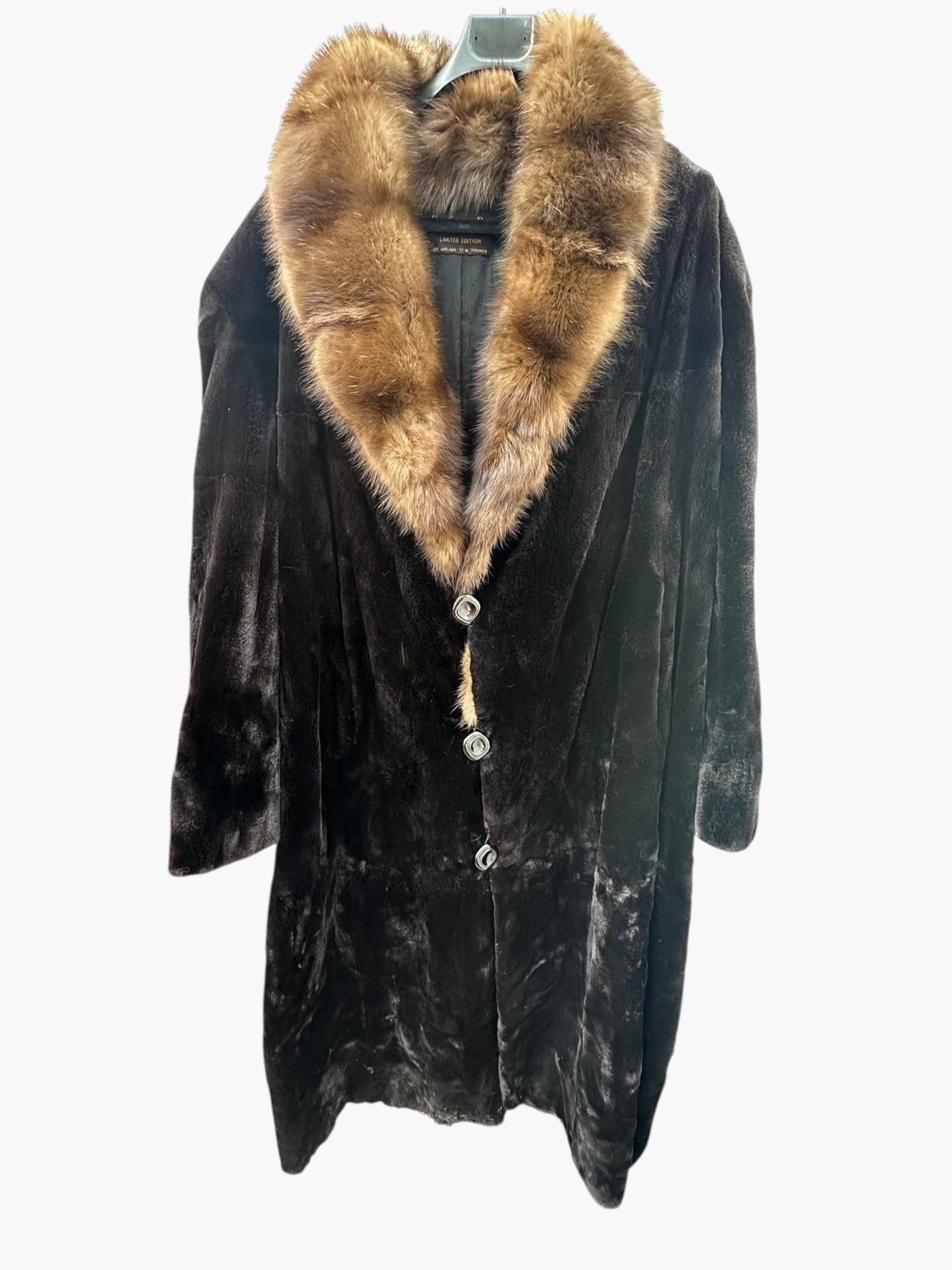 Four Seasons Fur Limited Edition Black Fur Coat with Brown Fur Collar (1 of 9)