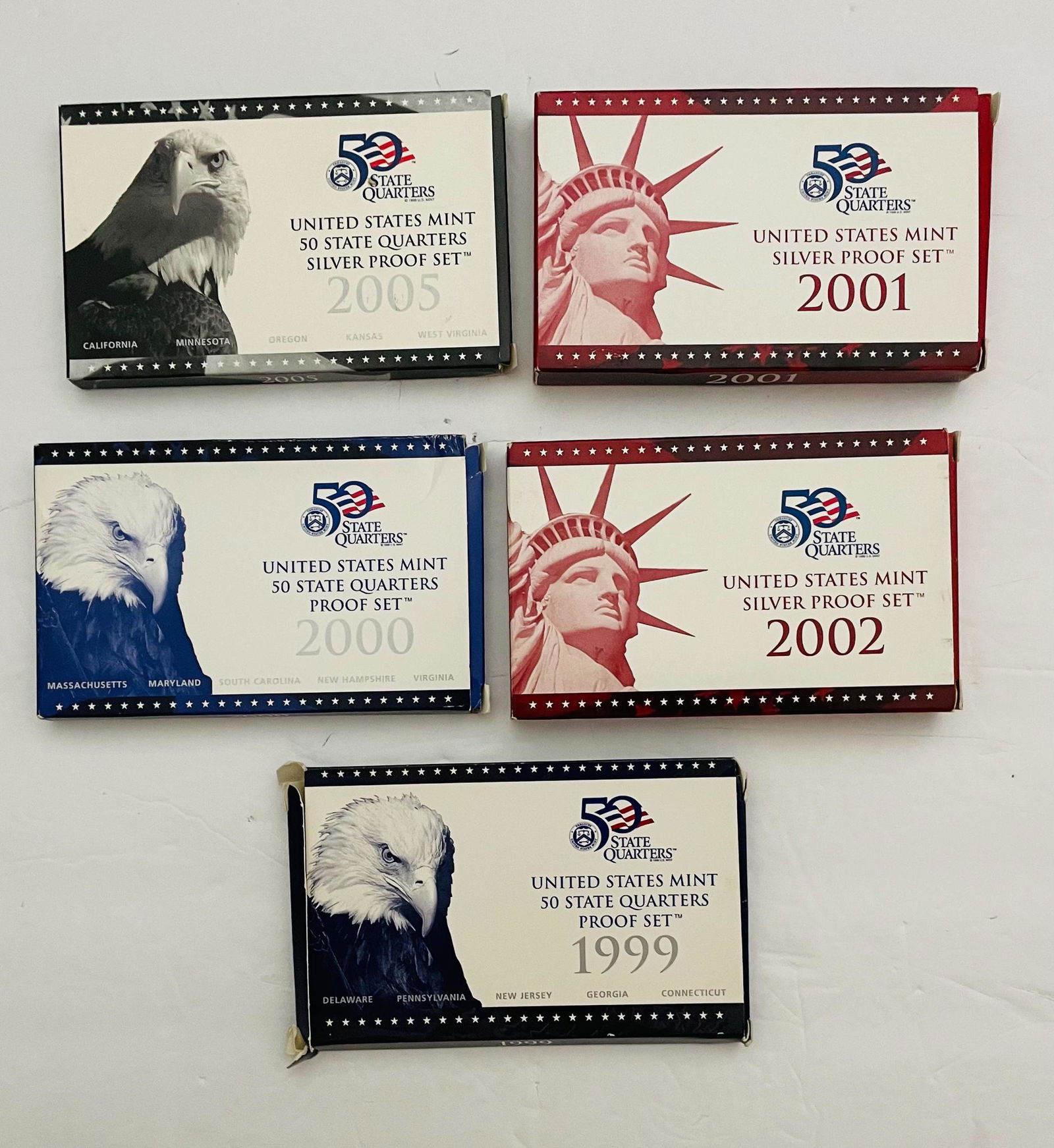 1999-2002, 2005 US Mint Silver Proof Sets (1 of 3)