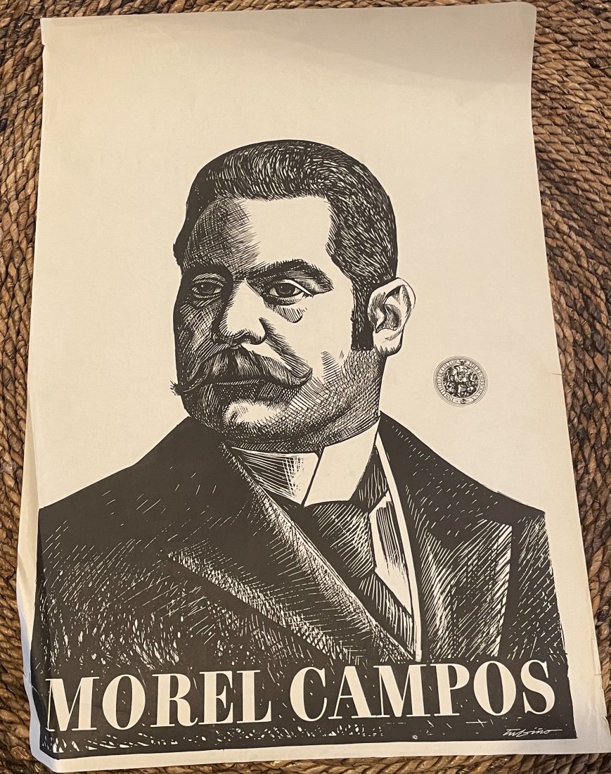 Portrait of Morel Campos: Black and white print. Has Puerto Rico seal (printed)