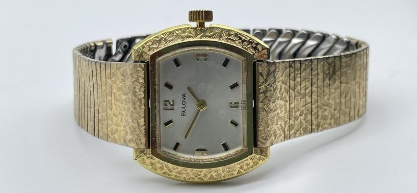Bulova M8 Watch, .0015 Gold. 1.3 oz.: Electroplate Bezel, R.G.P Back.