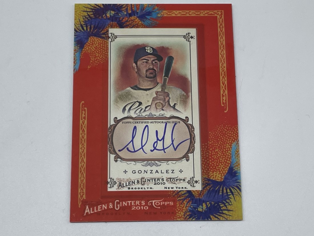 Adrian Gonzalez Authentic Autograph Card.: Rare Border. The Worlds Champions, Allen & Ginter. 2010