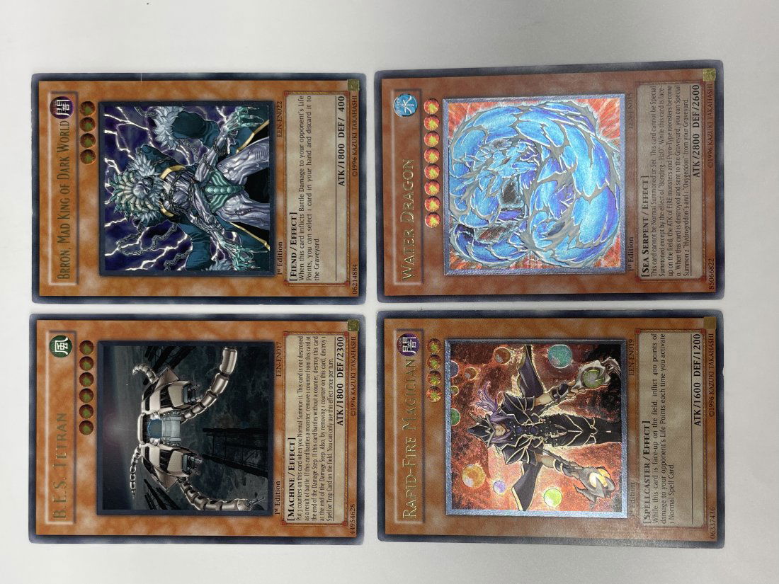 Yu-Gi-Oh! Water Dragon, Rapid-Fire Magician, Brron Mad King Of Dark World, B.E.S. Tetran.: ALL 1st Editions. ULTIMATES. 1996 Kazuki Takahashi.