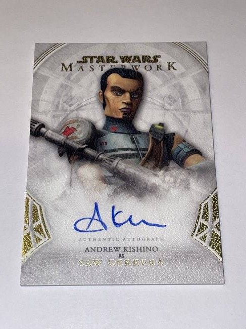 Star Wars: Andrew Kishino as SAW GERRERA, Authentic Autograph card.: 11/25 Silver Stamped! ONLY 25 EVER MADE!! Masterwork. Topps.