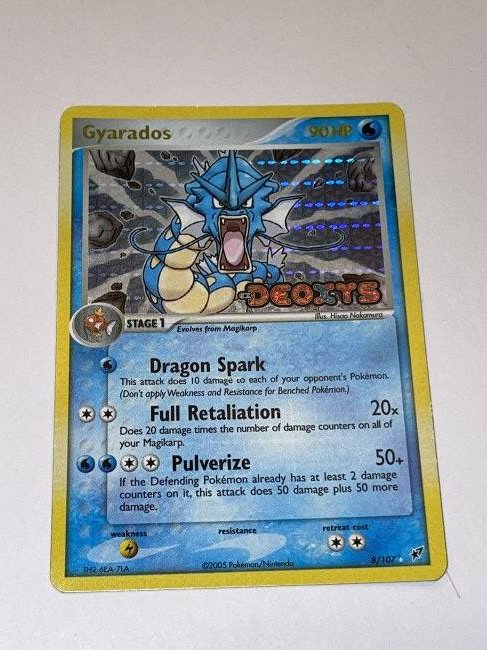 Gyarados Holo 8/107 EX DEOXYS Pokémon Card: 2005 Pokémon / Nintendo. 90 HP. Comes with sleeve. Great condition!